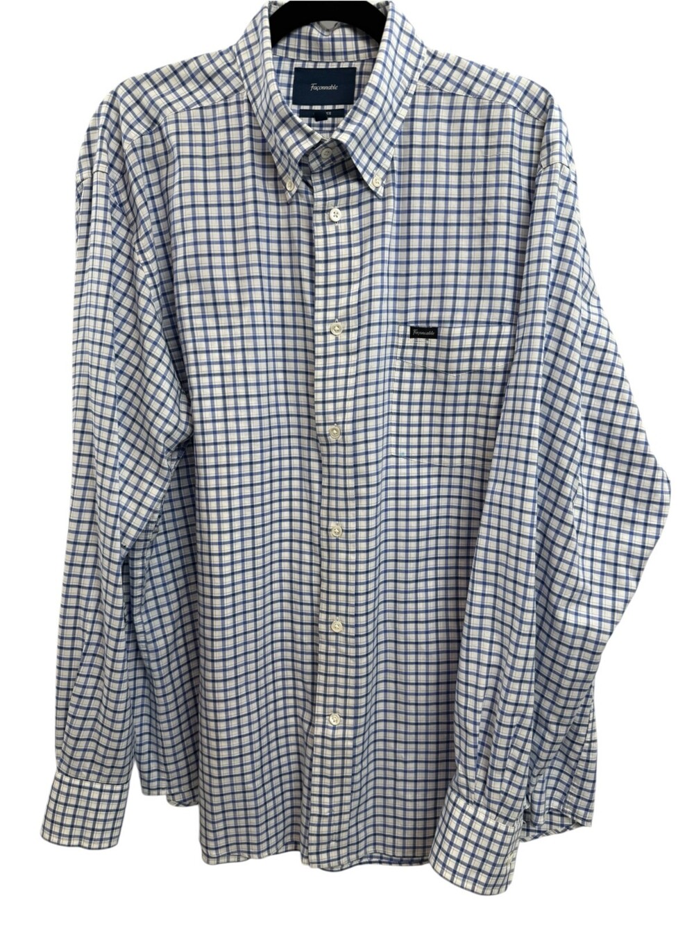 Mens Faconnable Classique Blue Plaid Shirt XL